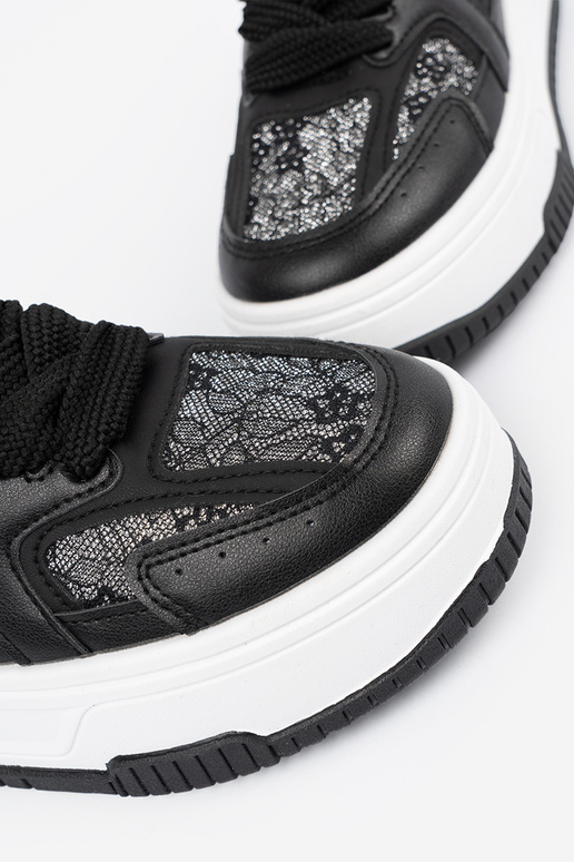Sneakersy damskie z koronką czarno-białe