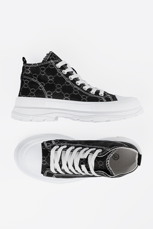 Sznurowane czarne trampki na platformie