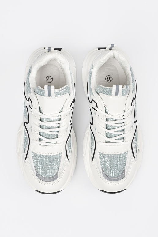 Biało zielone sneakersy z ozdobnymi...