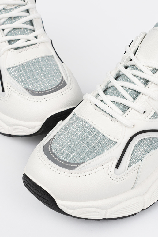 INhite green Sneakers z ozdobnymi...