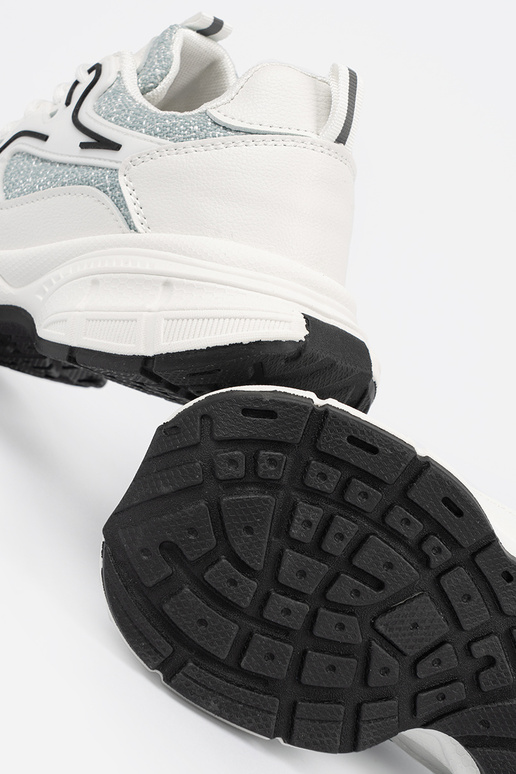 Biało zielone sneakersy z ozdobnymi...