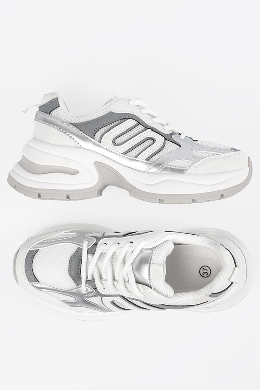 Białe damskie sneakersy ze srebrnymi...