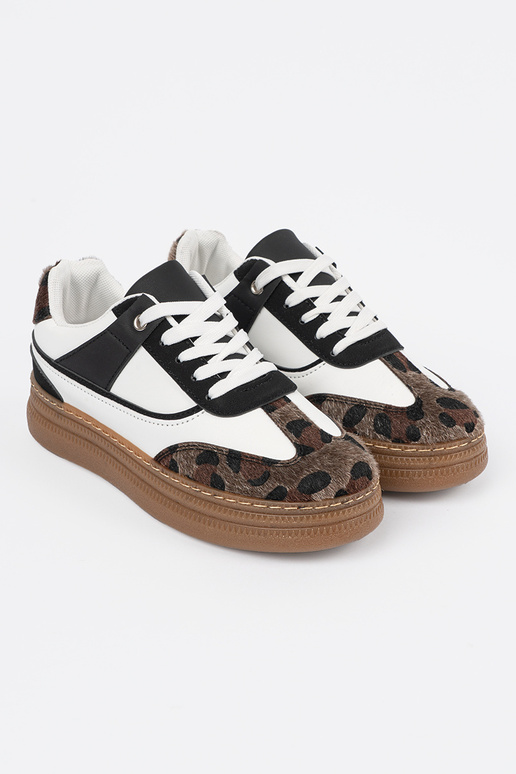 Sneakersy czarno białe z wstawkami w...