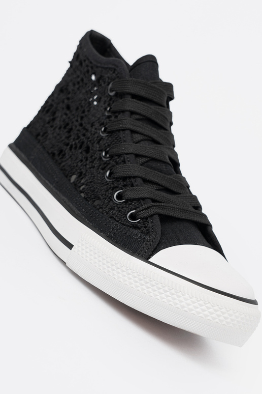 Ażurowe czarne trampki wysokie