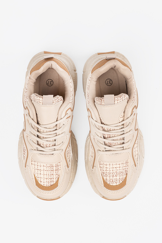 Sneakersy jasnobeżowe damskie na...