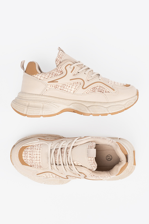 Sneakersy jasnobeżowe damskie na...