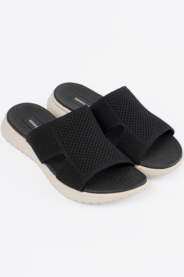 Damskie czarne klapki na... 2