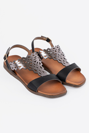 sandals black z ażuroInymi... 2
