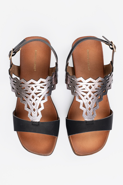 sandals black z ażuroInymi zdobieniami