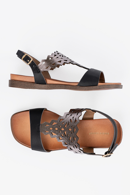 sandals black z ażuroInymi zdobieniami