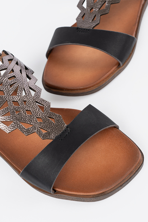 sandals black z ażuroInymi zdobieniami