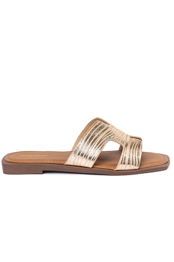 gold color slippers Inith a...