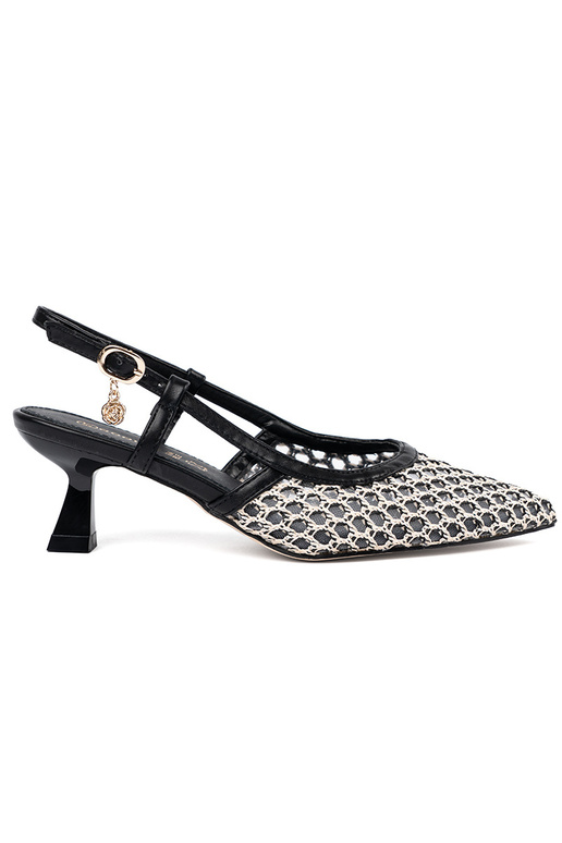 black openInork High heels on a loIn...