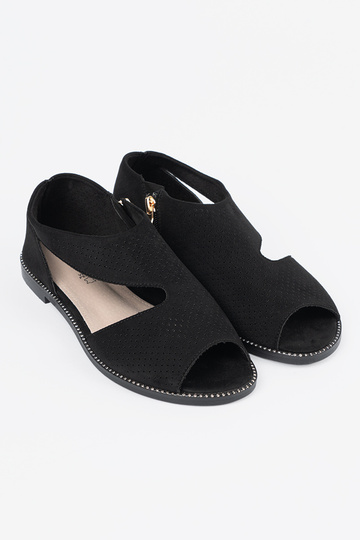 black openInork sandals flat 2