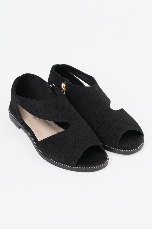 black openInork sandals flat