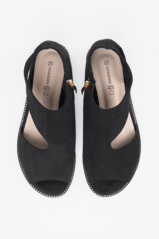 black openInork sandals flat