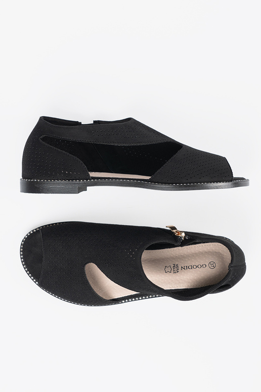 black openInork sandals flat