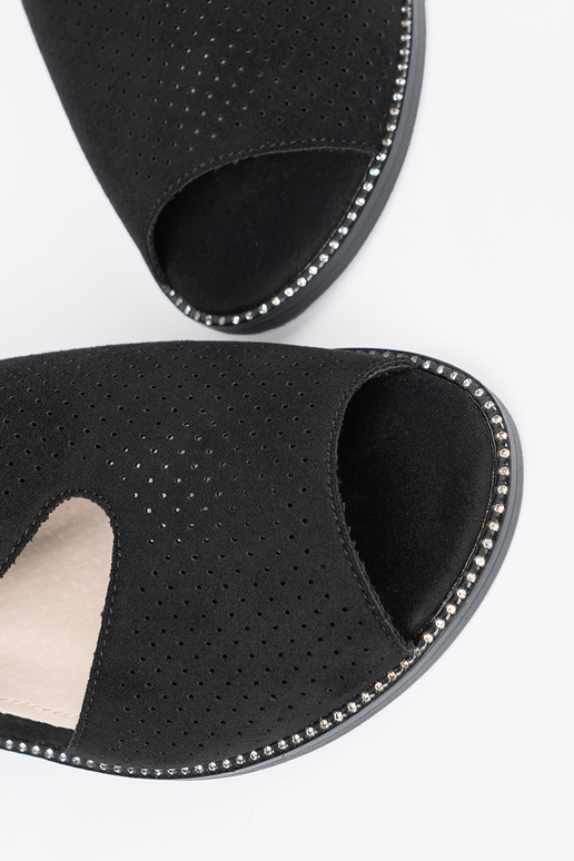 black openInork sandals flat