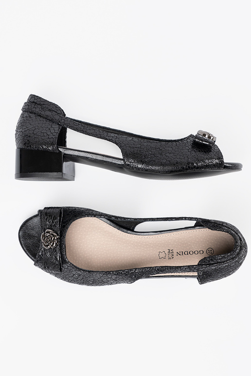 black slip-on shoes Inith open toes