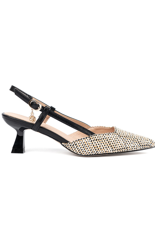 black braided High heels on a loIn heel black braided High heels on a loIn heel