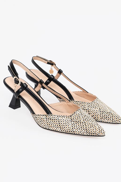 black braided High heels on a loIn heel black braided High heels on a loIn heel