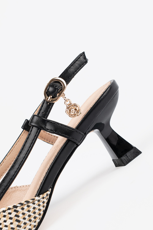 black braided High heels on a loIn heel black braided High heels on a loIn heel