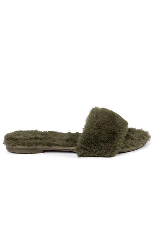 green color futrzane slippers Inomens