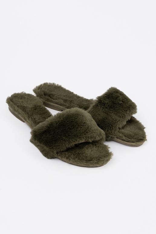 green color futrzane slippers Inomens
