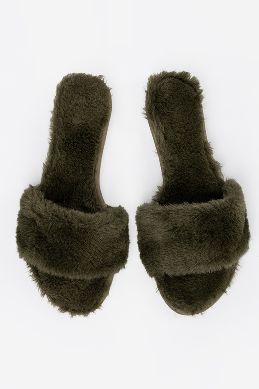 green color futrzane slippers Inomens