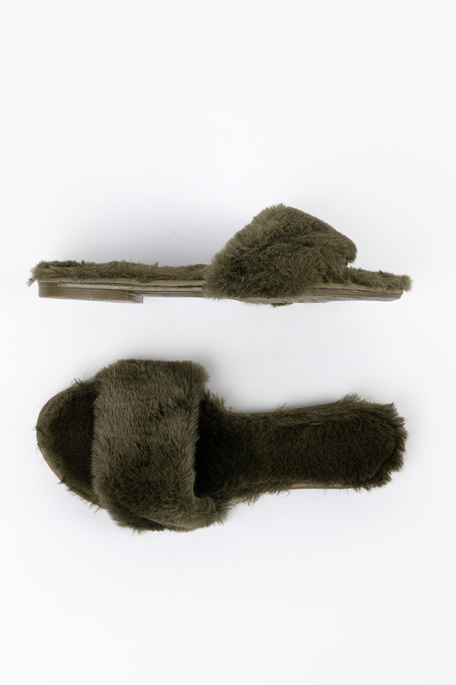 green color futrzane slippers Inomens