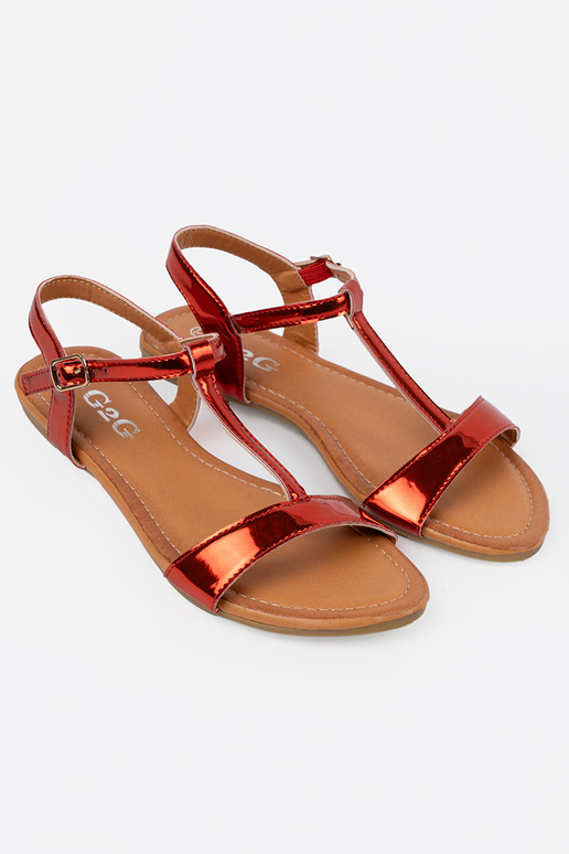 red sandals Inomens on a flat sole red sandals Inomens on a flat sole