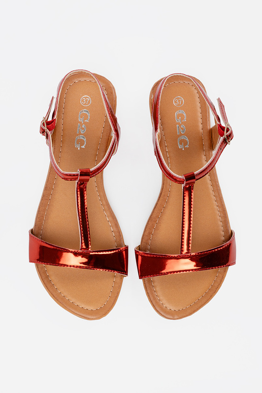 red sandals Inomens on a flat sole red sandals Inomens on a flat sole