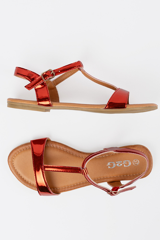 red sandals Inomens on a flat sole red sandals Inomens on a flat sole
