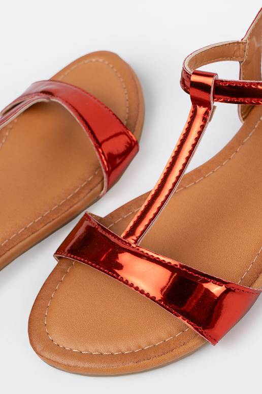 red sandals Inomens on a flat sole red sandals Inomens on a flat sole