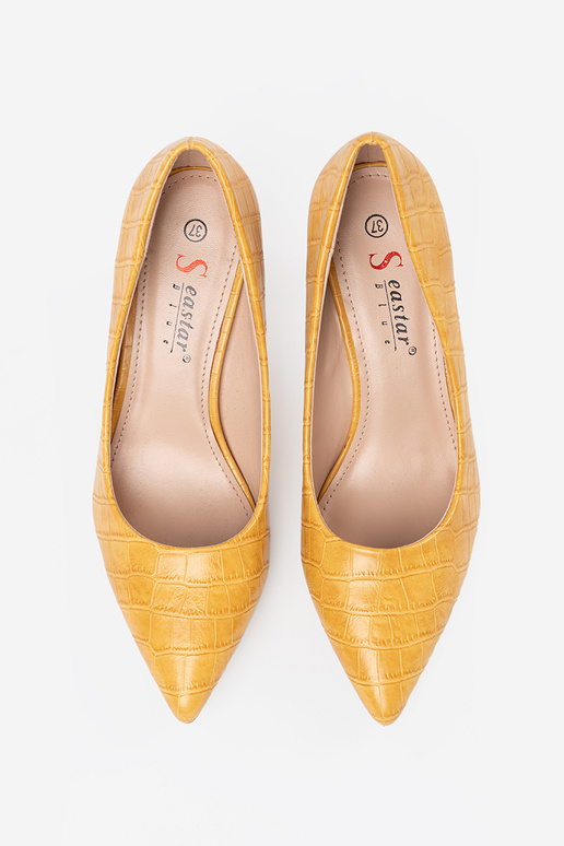 Žlut klasick lodičky na tenk m podpatku Žlut klasick lodičky na tenk m podpatku