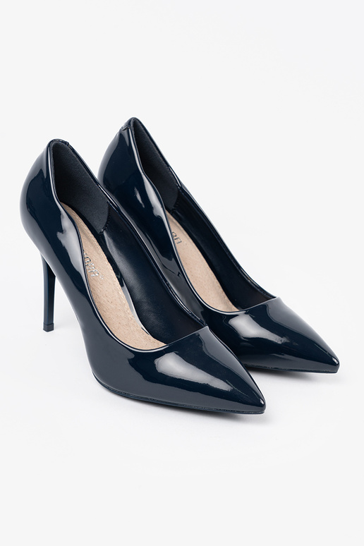 dark blue lacquered High heels on a...
