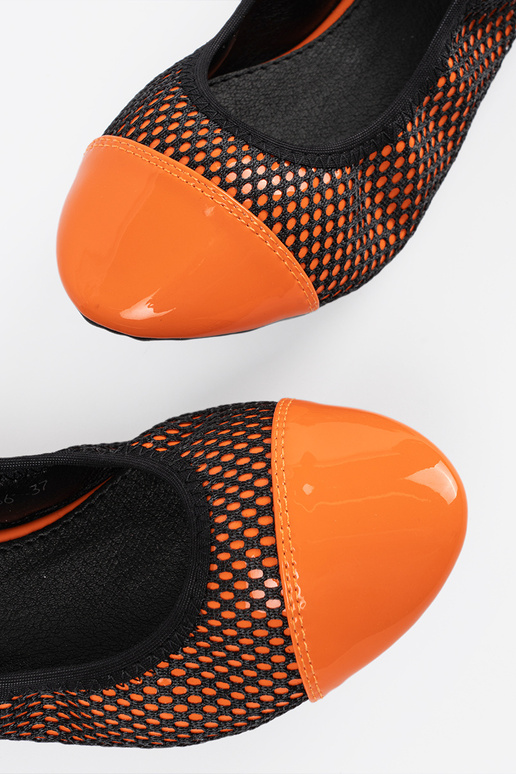 orange ballerinas z czarną siateczką