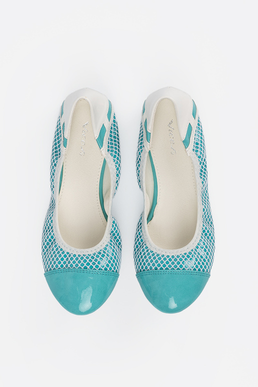 blue ballerinas z białą siteczką