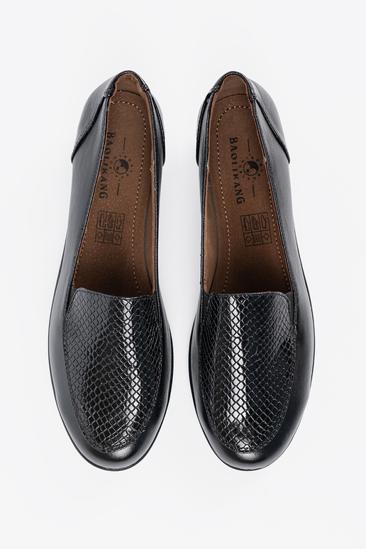 Półbuty damskie z fakturą skóry węża