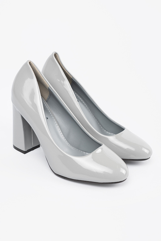 gray lacquered High heels