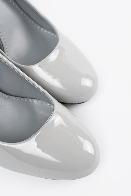 gray lacquered High heels
