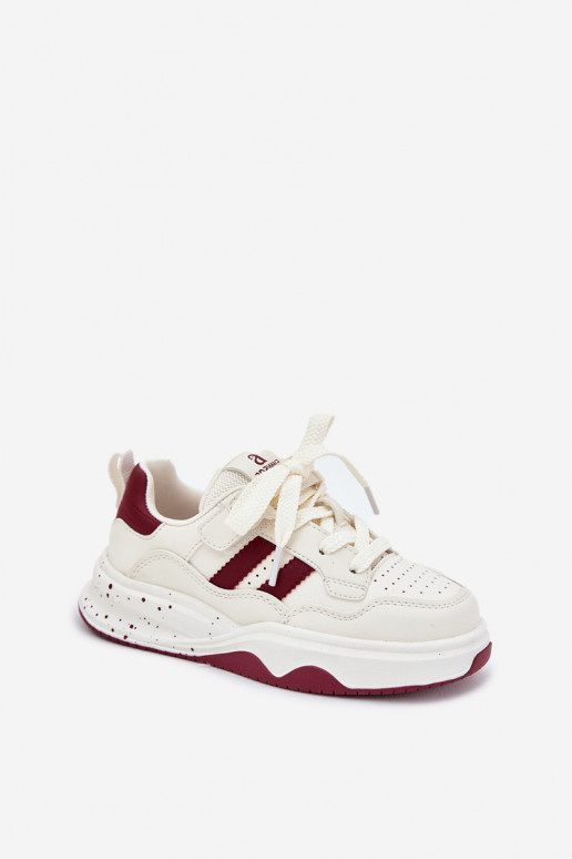 Children's Sneakers On The Platform Beige-Red Grellio