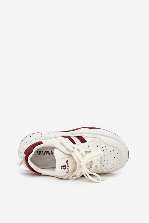 Children's Sneakers On The Platform Beige-Red Grellio