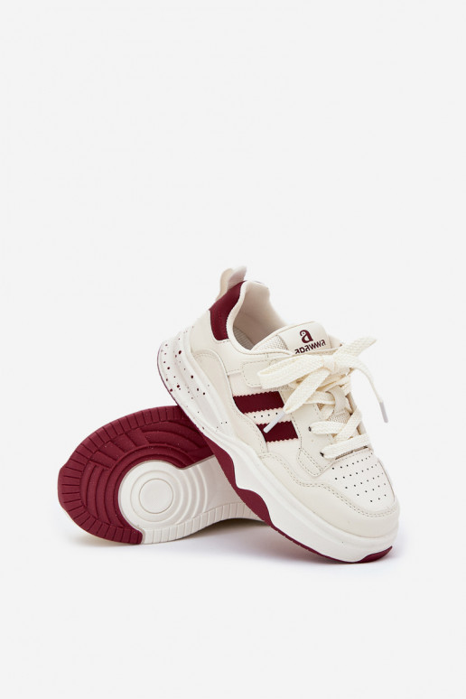 Children's Sneakers On The Platform Beige-Red Grellio