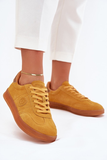 Zamszowe Sneakersy Damskie Big Star RR274846 HI-POLY SYSTEM Żółte