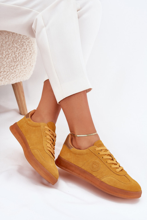 Zamszowe Sneakersy Damskie Big Star RR274846 HI-POLY SYSTEM Żółte