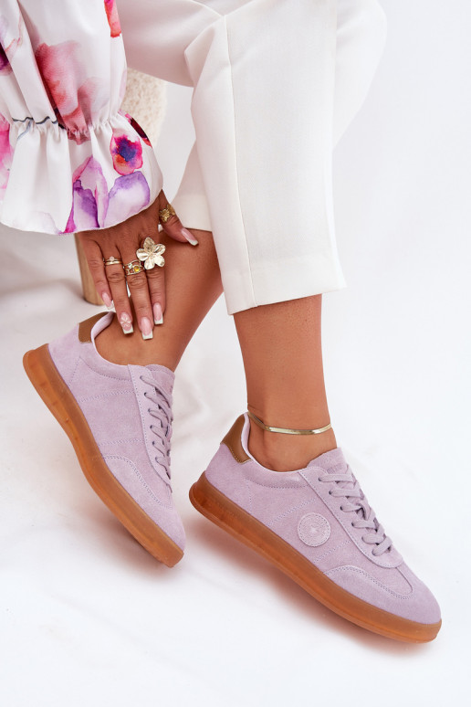 Women's Suede Sneakers Big Star RR274850 HI-POLY SYSTEM Purple