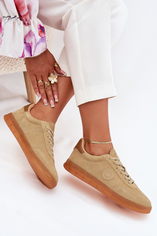 Women's Suede Sneakers Big Star RR274849 HI-POLY SYSTEM Beige