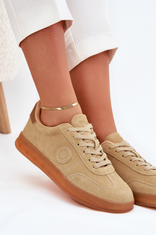 Zamszowe Sneakersy Damskie Big Star RR274849 HI-POLY SYSTEM Beżowe