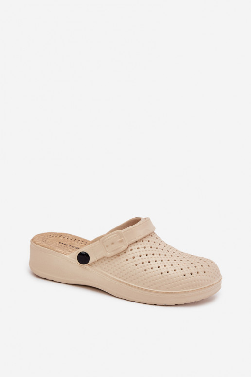 Piankowe Klapki Chodaki Damskie Beżowe Faylina